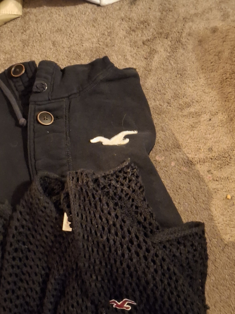 Hollister Black Hoodie & Mesh Layered Top - Black Bundle